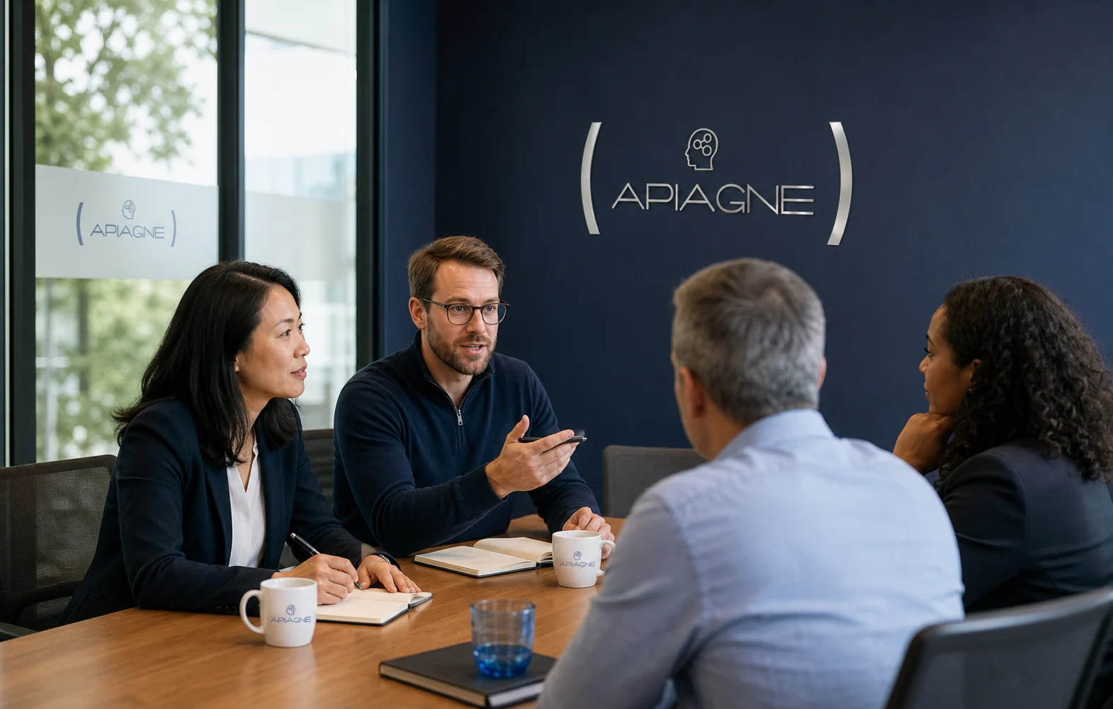 Technology advisors holding a discovery conversation in an Apiagne office